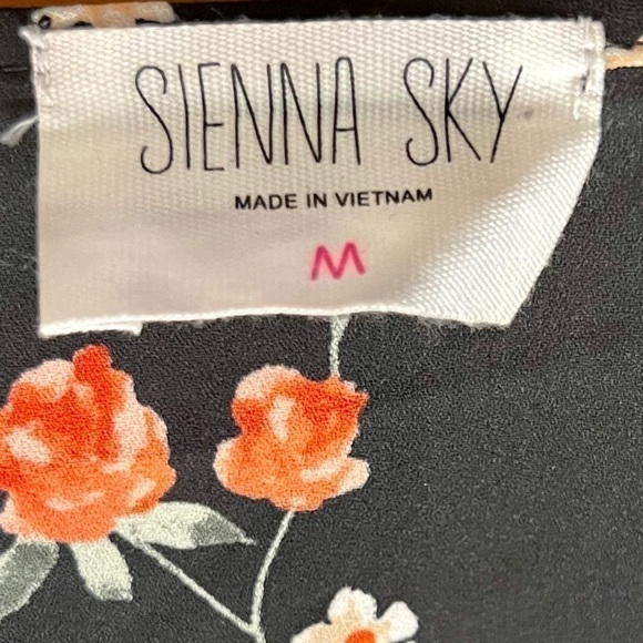 Sienna Sky Black, Floral Print Semi-Sheer Top, Size Medium - Picture 5 of 5